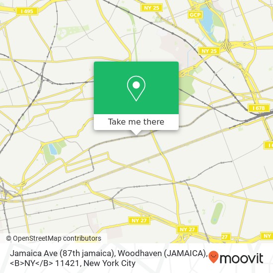 Mapa de Jamaica Ave (87th jamaica), Woodhaven (JAMAICA), <B>NY< / B> 11421