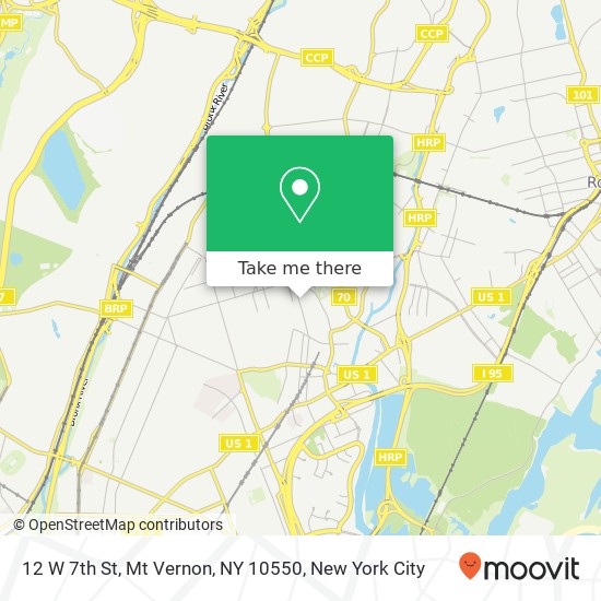 Mapa de 12 W 7th St, Mt Vernon, NY 10550