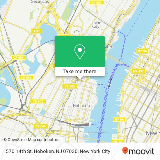 Mapa de 570 14th St, Hoboken, NJ 07030
