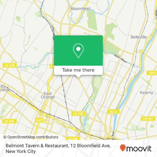 Belmont Tavern & Restaurant, 12 Bloomfield Ave map