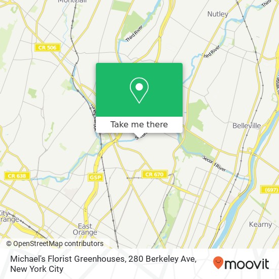 Mapa de Michael's Florist Greenhouses, 280 Berkeley Ave
