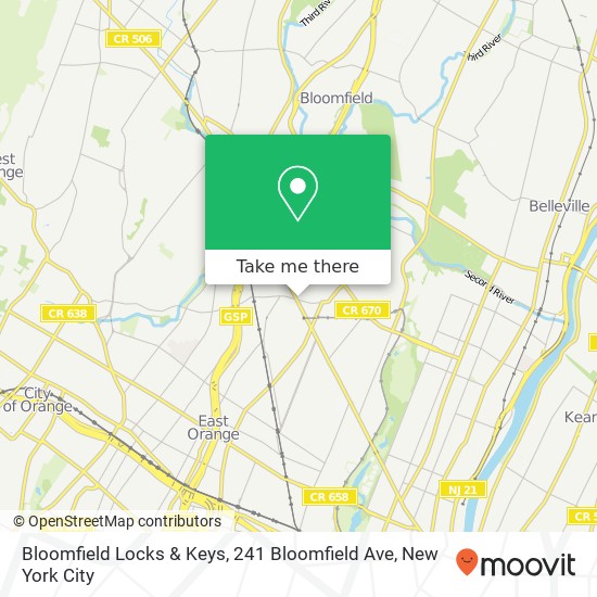 Bloomfield Locks & Keys, 241 Bloomfield Ave map