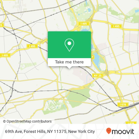 Mapa de 69th Ave, Forest Hills, NY 11375