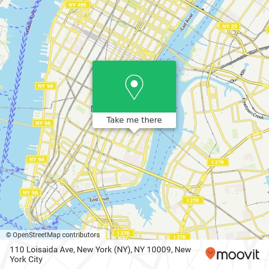 Mapa de 110 Loisaida Ave, New York (NY), NY 10009