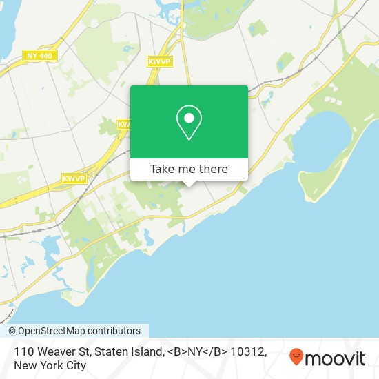 Mapa de 110 Weaver St, Staten Island, <B>NY< / B> 10312