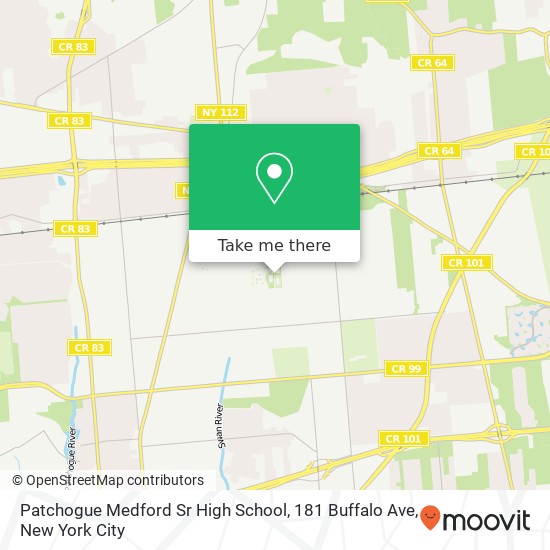Patchogue Medford Sr High School, 181 Buffalo Ave map