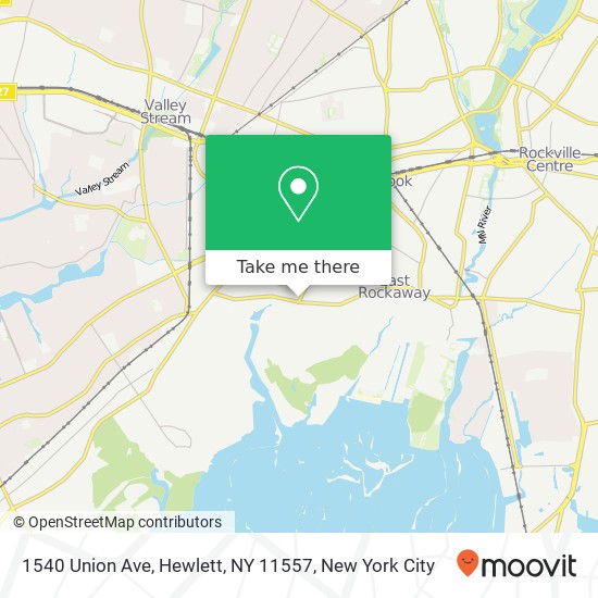 Mapa de 1540 Union Ave, Hewlett, NY 11557