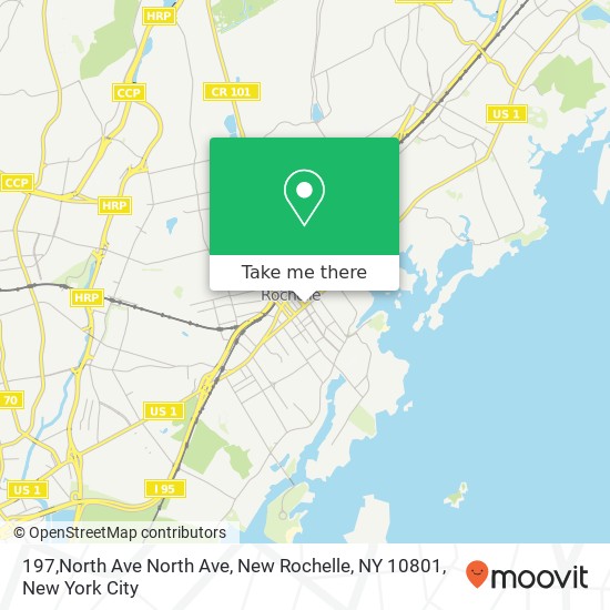 Mapa de 197,North Ave North Ave, New Rochelle, NY 10801