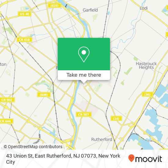 Mapa de 43 Union St, East Rutherford, NJ 07073