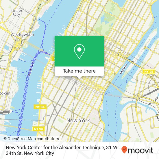Mapa de New York Center for the Alexander Technique, 31 W 34th St