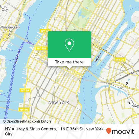 Mapa de NY Allergy & Sinus Centers, 116 E 36th St