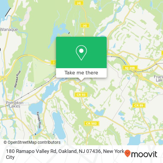 Mapa de 180 Ramapo Valley Rd, Oakland, NJ 07436