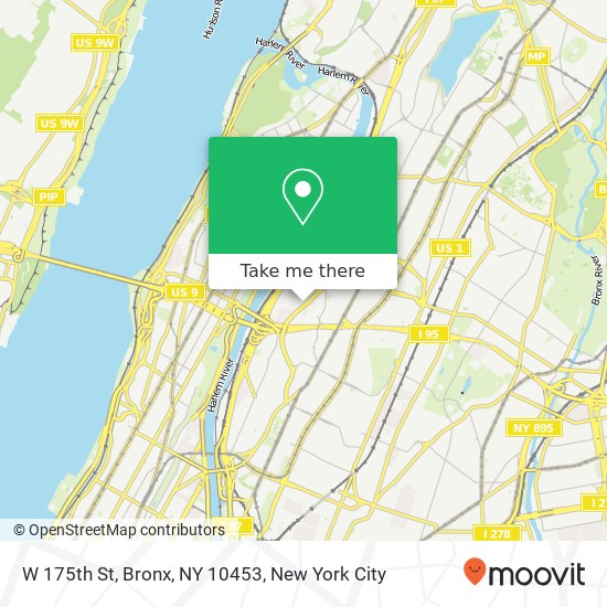 Mapa de W 175th St, Bronx, NY 10453