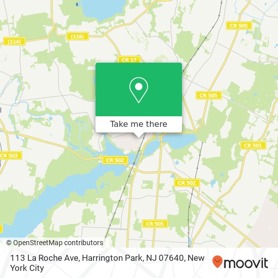 Mapa de 113 La Roche Ave, Harrington Park, NJ 07640