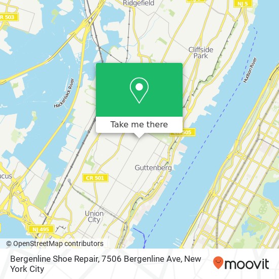 Mapa de Bergenline Shoe Repair, 7506 Bergenline Ave