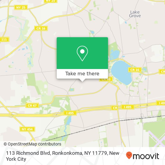 Mapa de 113 Richmond Blvd, Ronkonkoma, NY 11779