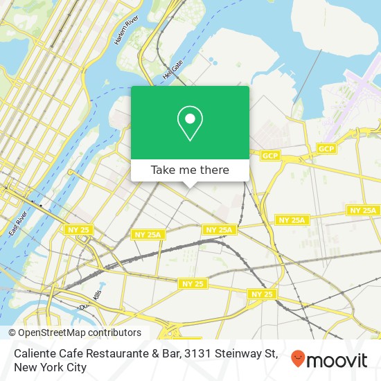 Mapa de Caliente Cafe Restaurante & Bar, 3131 Steinway St