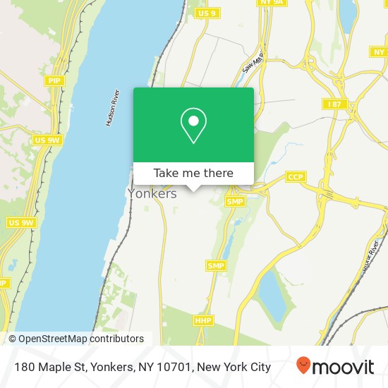 Mapa de 180 Maple St, Yonkers, NY 10701