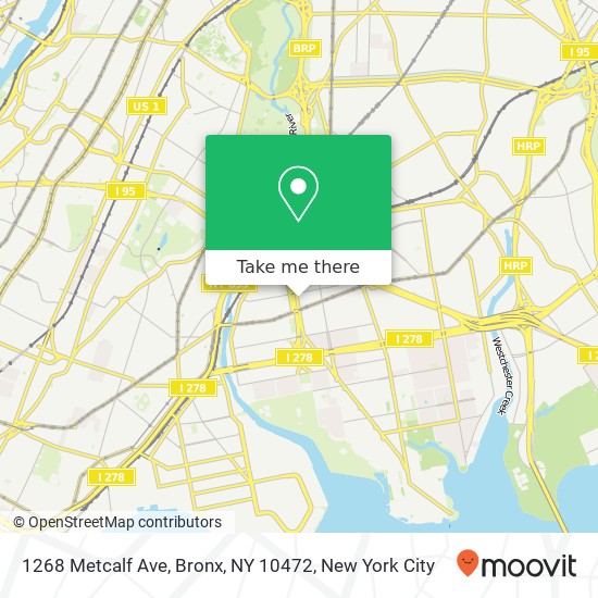 Mapa de 1268 Metcalf Ave, Bronx, NY 10472