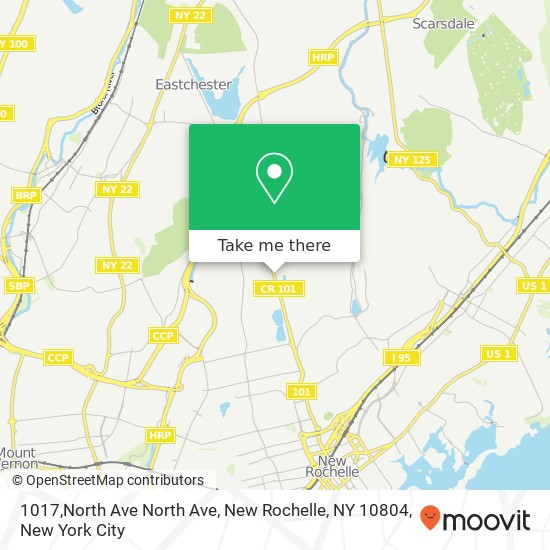 Mapa de 1017,North Ave North Ave, New Rochelle, NY 10804