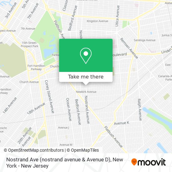 Mapa de Nostrand Ave (nostrand avenue & Avenue D)