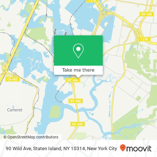 Mapa de 90 Wild Ave, Staten Island, NY 10314