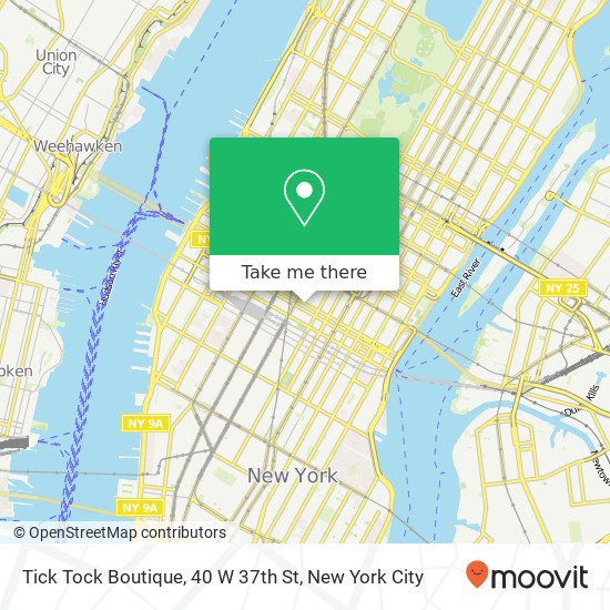 Mapa de Tick Tock Boutique, 40 W 37th St