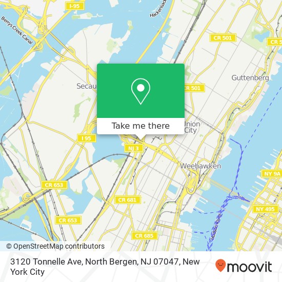 Mapa de 3120 Tonnelle Ave, North Bergen, NJ 07047