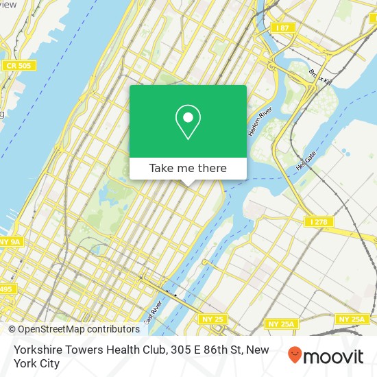 Mapa de Yorkshire Towers Health Club, 305 E 86th St