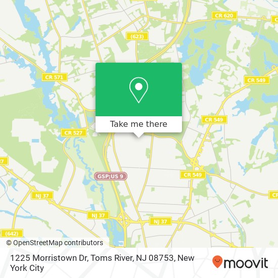 Mapa de 1225 Morristown Dr, Toms River, NJ 08753