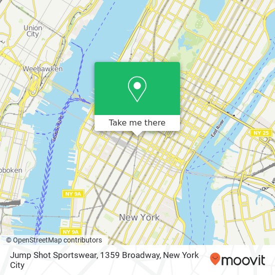 Mapa de Jump Shot Sportswear, 1359 Broadway