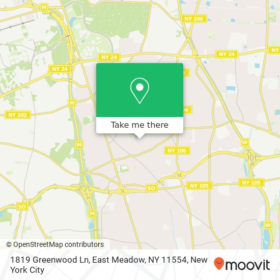Mapa de 1819 Greenwood Ln, East Meadow, NY 11554