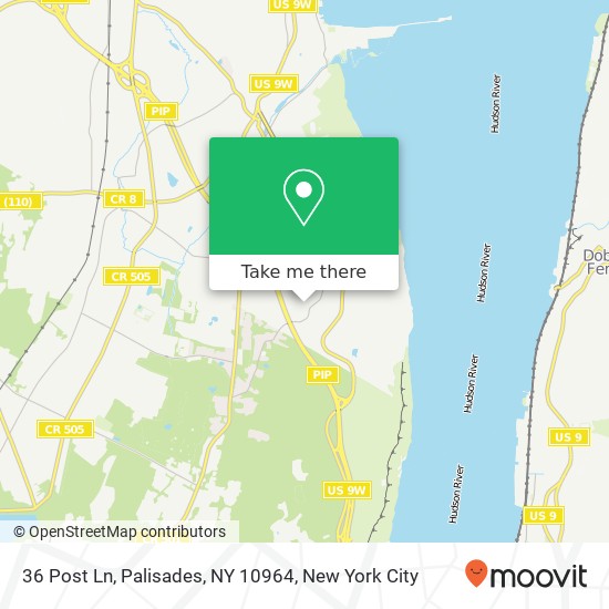 Mapa de 36 Post Ln, Palisades, NY 10964
