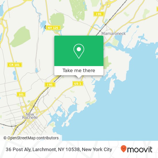Mapa de 36 Post Aly, Larchmont, NY 10538