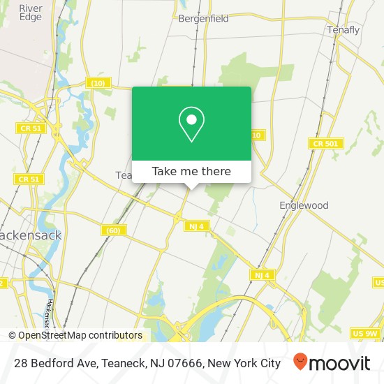 Mapa de 28 Bedford Ave, Teaneck, NJ 07666