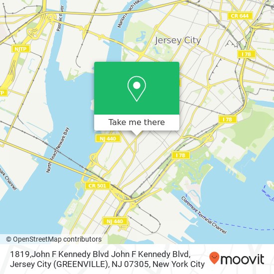 Mapa de 1819,John F Kennedy Blvd John F Kennedy Blvd, Jersey City (GREENVILLE), NJ 07305