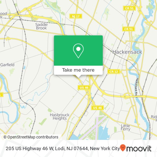 Mapa de 205 US Highway 46 W, Lodi, NJ 07644