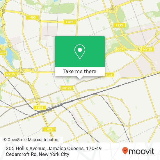 Mapa de 205 Hollis Avenue, Jamaica Queens, 170-49 Cedarcroft Rd