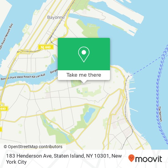 Mapa de 183 Henderson Ave, Staten Island, NY 10301