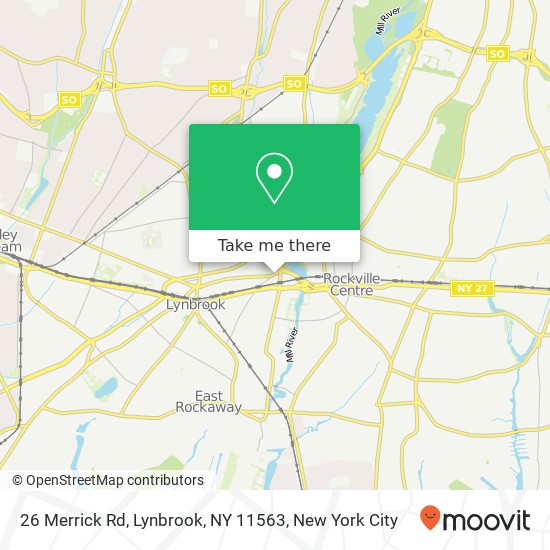 Mapa de 26 Merrick Rd, Lynbrook, NY 11563