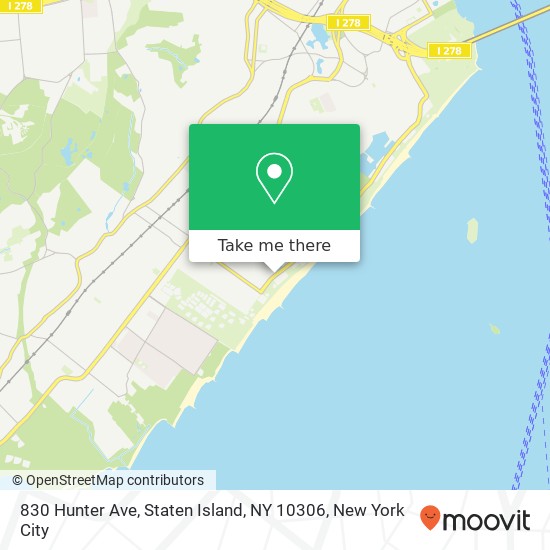 Mapa de 830 Hunter Ave, Staten Island, NY 10306