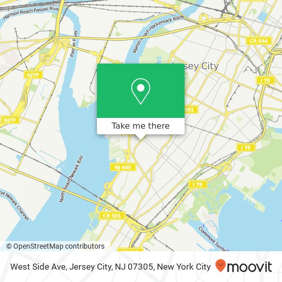 Mapa de West Side Ave, Jersey City, NJ 07305