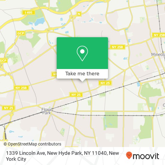 Mapa de 1339 Lincoln Ave, New Hyde Park, NY 11040