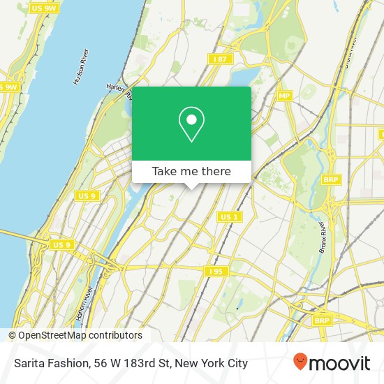 Mapa de Sarita Fashion, 56 W 183rd St