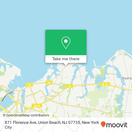 Mapa de 871 Florence Ave, Union Beach, NJ 07735
