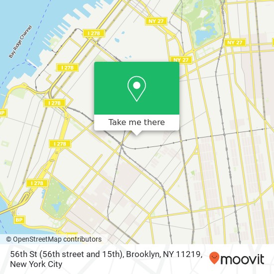 Mapa de 56th St (56th street and 15th), Brooklyn, NY 11219