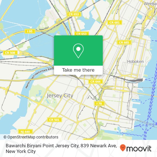 Bawarchi Biryani Point Jersey City, 839 Newark Ave map