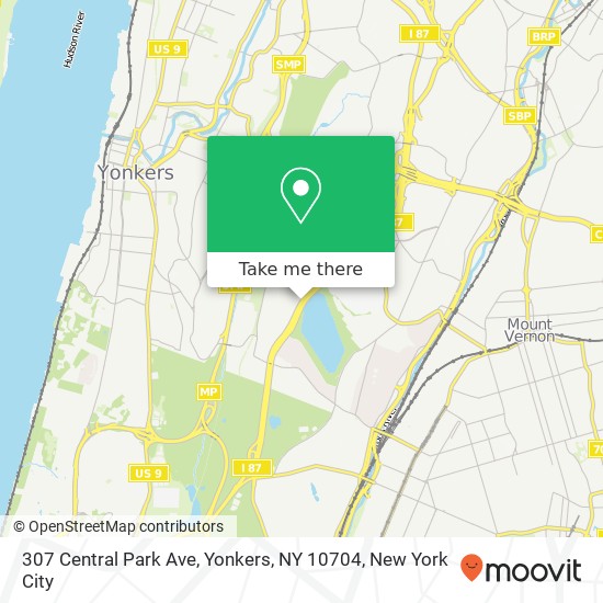 Mapa de 307 Central Park Ave, Yonkers, NY 10704