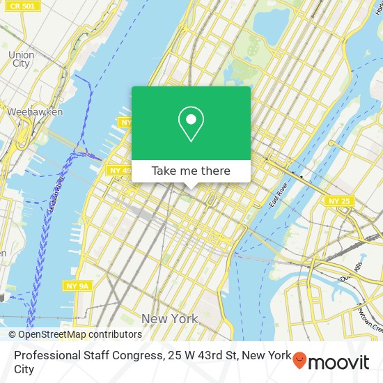 Mapa de Professional Staff Congress, 25 W 43rd St