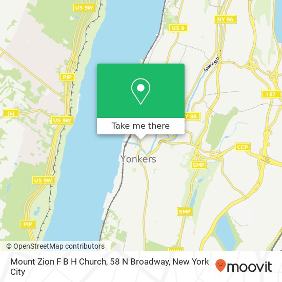 Mapa de Mount Zion F B H Church, 58 N Broadway
